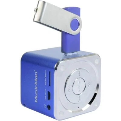 Image de Technaxx Mini Musicman Enceintes portables 1 voie, 3 W, 150 18000 Hz, 4 Ω, 10 %, avec fil, bleu