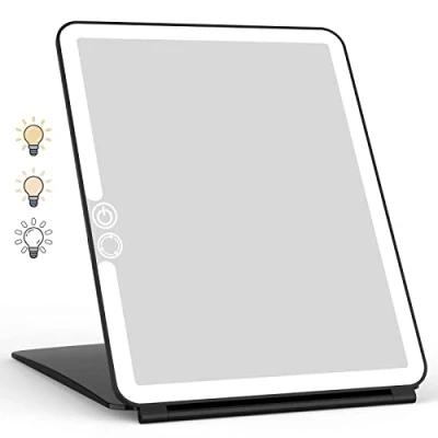 Image de WEILY Miroir Maquillage, Maquillage Lumineux avec 72 Lumières LED, 2000mAh USB Rechargeable Écran Tactile de Voyage (Noir)