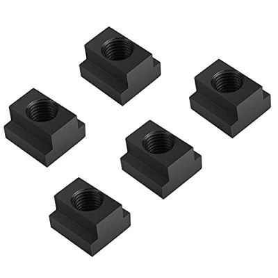 Image de Filetage Femelle à Rainure en T Ecrou Taraudé Travers Ecrous Acier 45 Filetages M16 Finition Oxyde Noir Rainures 5Pcs