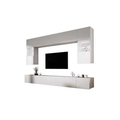 Image de 3E 3xE living.com Unité Murale Moderne Meuble TV Suspendu en MDF et Panneau Laminé, Cachemire
