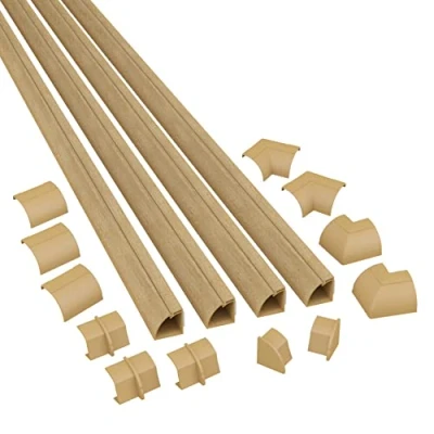 Image de D Line Kits de Goulottes, Goulotte Passe Câble Quart Rond, Solution Moulure Sol 4X 22mm (Largeur) x (Hauteur) 1m Longueur Peut se teindre