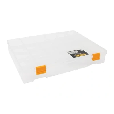 Image de Perel Boite de rangement, 21 compartiments fixes, empilable, 324 x 247 51 mm, transparent/jaune
