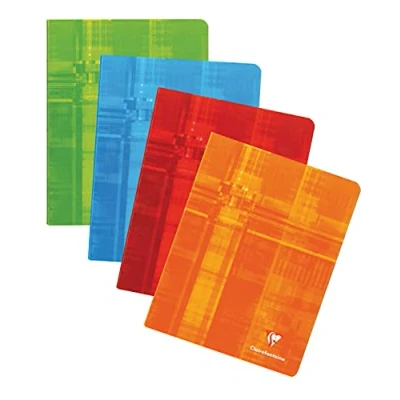 Image de Clairefontaine 383C Un Cahier Agrafé 16,5x21 cm 96 Pages Lignées avec Marge Papier Blanc 90 g Couverture Carte Pelliculée Couleur Aléatoire