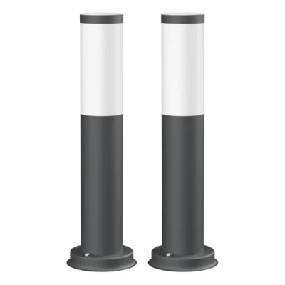 Image de ledscom.de 2 pièces Borne d&#039;éclairage PORU pour l&#039;extérieur, IP44, 39cm, anthracite, ampoule E27 471lm incluse, blanc extra chaud