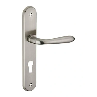 Image de THIRARD Ensemble de poignées pour porte d&#039;entrée Athena à cylindre, carré 7mm, entr&#039;axes 195mm, nickelé brossé