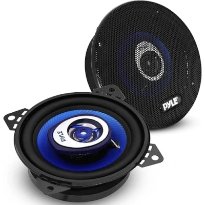 Image de Pyle Haut Parleur Voiture 10 cm (Paire) Cône Poly Injection Bleu 2 Voies 180W Crête, Entourage en Caoutchouc Butyle Non Fatigant, Réponse 110 20 kHz, 4 Ohms, Bobine ASV 19 mm, Tout Accessoires Inclu