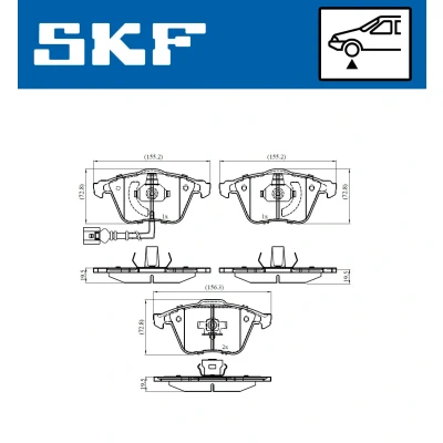 Image de SKF VKBP 80594 E Jeu de plaquettes frein contact signal d&#039;usure inclus AUDI: A3 Sportback, 3/5 portes, VOLKSWAGEN: Passat B6 Variant