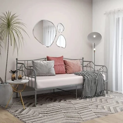Image de vidaXL Cadre de Canapé Lit d’Invité Superposé Simple d&#039;Appoint Salon Salle Séjour Chambre à Coucher Intérieur Gris Métal 90x200 cm