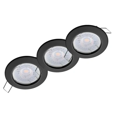 Image de oktaplex lighting Sedan Lot de 3 spots LED encastrables avec module 4,8 W 3000 K 230 V 380 lm Blanc chaud 110 Spot Noir Diamètre des trous: 60 mm