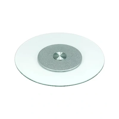 Image de QWORK® Plateau de Service Rotatif Lazy Susan en Verre Trempé, Tournant Pivotant, 70 cm