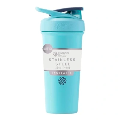 Image de BlenderBottle Strada Sleek Shaker Cup Bouteille d&#039;eau isotherme en acier inoxydable avec fouet métallique, 740 ml, écume de mer