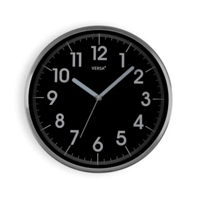 Image de Versa Natxitua Horloge Murale décorative pour la Cuisine, Le Salon ou Salle à Manger, Style Simple et Traditionnel, Dimensions (H x L P) 30,5 4,3, Couleur Noire argentée