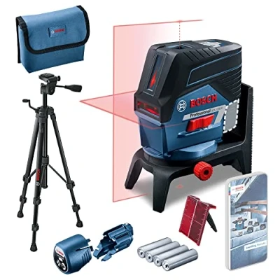 Image de Bosch Professional Niveau Laser GCL 2 50 C (laser rouge, pour l&#039;intérieur, avec fonction application, support, trépied BT 150, portée visible : jusqu’à 20 m, 4x piles AA, dans une boîte en carton)