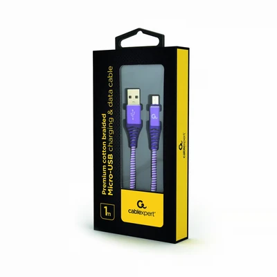 Image de Gembird CC USB2B AMMBM 1M PW câble USB 2.0 Micro B A Violet, Blanc Neuf