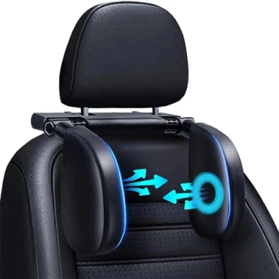 Image de Repose Tete Voiture, Cale Enfant Rotation à 360 Appuie Voiture Réglable avec Mousse Mémoire de Forme Douce pour Enfants et Adultes, Ideal Dormir en Voyage（Noir）