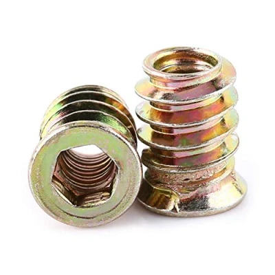 Image de 20Pcs Vis en Acier au Carbone Zingué Dans L&#039;écrou, écrous D&#039;insertion Filetés à Six Pans Creux pour Meubles Bois(M6*15mm)