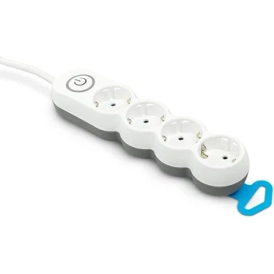 Image de Garza Multiprise avec 4 Prises, câble de 1,4 m, Prise Plate, Interrupteur, Protection Enfant, Blanc