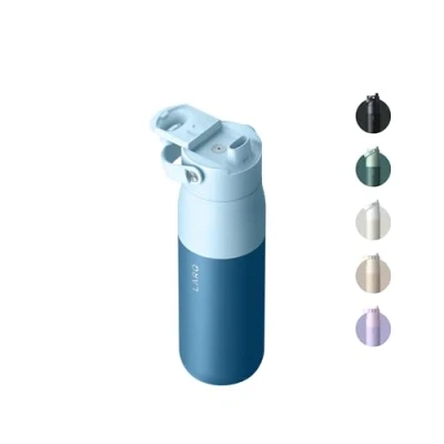 Image de LARQ Bottle Swig Top 680ml Bouteille à large goulot en acier inoxydable isolation sous vide Garde l’eau froide d’eau réutilisable pour le sport et les voyages Amalfi Blue
