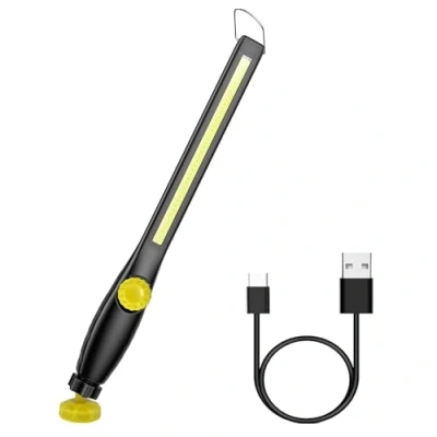 Image de Lampe de Travail LED Rechargeable avec Aimantée et USB Rotation à 360 degrés, Inspection Rechargeable, D&#039;inspection pour Atelier Ménage Camping en Plein Air Randonnée (Jaune)