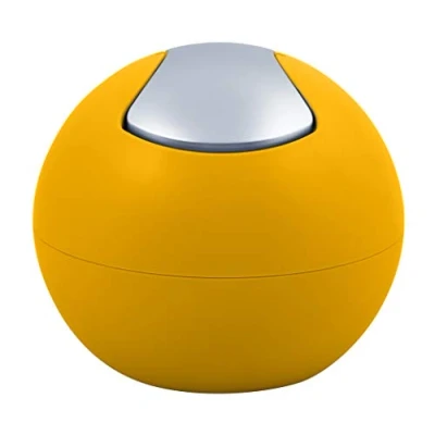 Image de Spirella Poubelle Salle de Bains Récipient à cosmétiques 1 Litre Finition Brillante ou Mate Boîte ordures Couvercle pivotant Table Jaune Soleil Mat