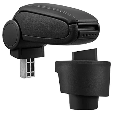 Image de Accoudoir central avec compartiment rembourré cuir synthétique noir des coutures noirs