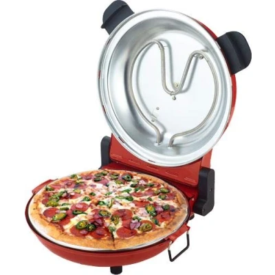 Image de Sirge Osolemio Four à pizza 1200 W 400 C [Pierre Réfractaire noire] 30 cm cuit les pizzas en 5 minutes Double résistance Minuteur 15min