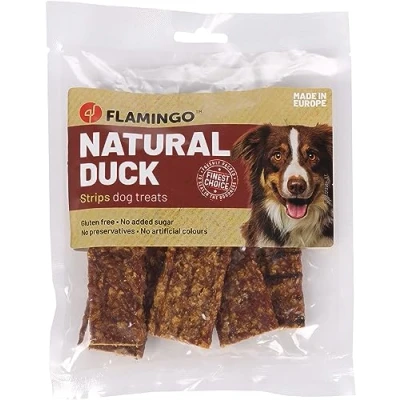 Image de Flamingo snack Nature Canard LAMELLES Friandises Sans glutes sucres ajoutés colorants ni conservateurs produit d&#039;Europe