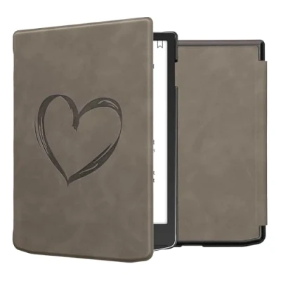 Image de kwmobileÉtui Compatible avec Pocketbook InkPad 4 / Color 3 2 Vivlio Coque Étui à Rabat magnétique tabletteeReader Similicuir Gris