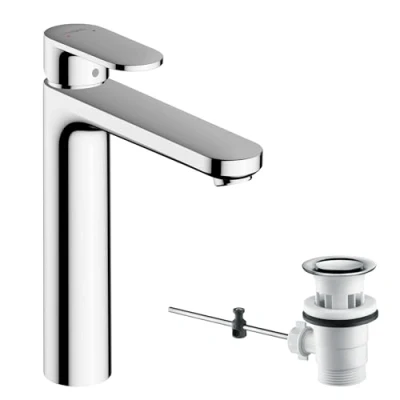 Image de hansgrohe Vernis Blend Mitigeur de lavabo sans tirette ni vidage, Robinet salle bain avec hauteur sous bec 100 mm, économie d&#039;eau (EcoSmart), Chromé, 71552000