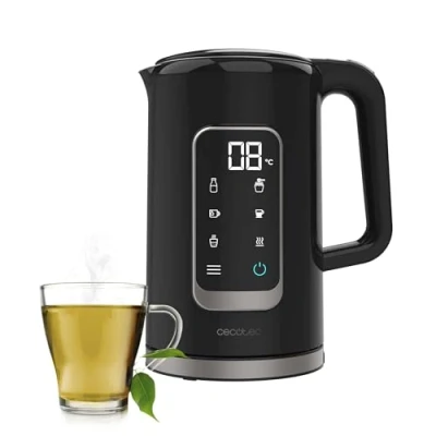Image de Cecotec Bouilloire Électrique Thermosense 500 Touch. 1,7 L, Écran Tactile, 2200W, Intérieur en Acier Inoxydable, 5 Niveaux de Température, Arrêt Automatique, Noir