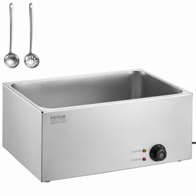 Image de VEVOR Chauffe Plat Buffet 18 L, Bain Marie Électrique 1200 W, Chauffant de Comptoir, en Acier Inoxydable, Utilisation Humide ou Sèche, pour Réchauffer Les Aliments Restauration Soirée Fête