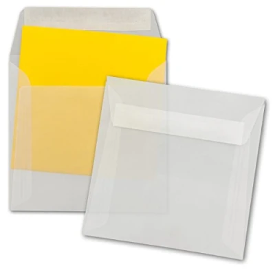 Image de Lot de 100 enveloppes Karten und Co Carrées Blanches Transparentes 160 x mm 92 g/m² Autocollantes Pour invitation et promotion Qualité supérieure : Gustav Neuser