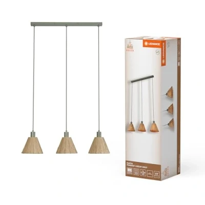 Image de Lampe décorative LEDVANCE Raffia Linear 3 lampes E27 Abat jour en matériau recyclé