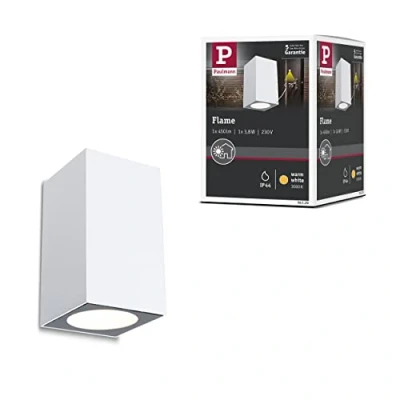 Image de Paulmann 94329 luminaire LED applique Flame IP44 carré incl. 1x3,8W Blanc d&#039;extérieur aluminium lampe de jardin 3000K, 3.8 W, 1 x 3 W