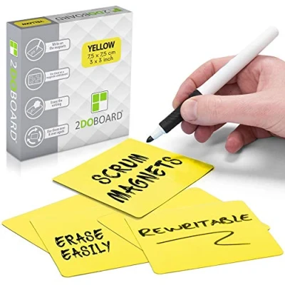Image de Magnetic Notes réinscriptibles 7,5 x cm Ensemble de 25 Aimants Jaune pour Tableau Magnétique.