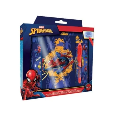 Image de Spider Man Ensemble d&#039;écriture, Multicolore, Motif, Journal Intime, avec Cadenas et Stylo Magique