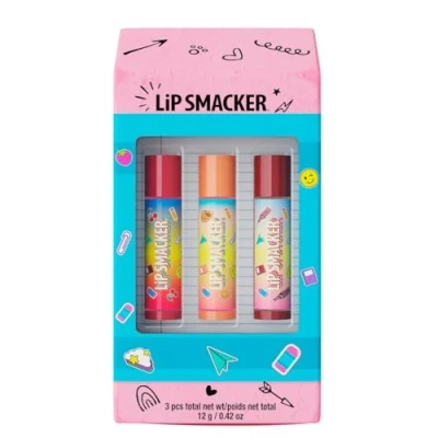 Image de Lip Smacker, Back to School Collection, Trio de Baume à Lèvres en forme Gomme, Set 3 Pièces sur le Thème la Rentrée des Classes, Amusant pour les Enfants