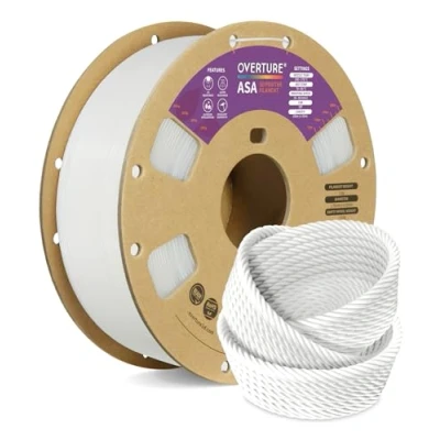 Image de OVERTURE ASA Filament de 1,75 mm, Premium imprimante 3D Filament, Bobine 1 kg (2,2 lbs), Précision dimensionnelle +/ 0,02 mm (Natural)