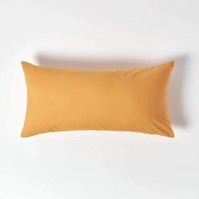 Image de HOMESCAPES Lot de 2 Taie d’Oreiller 40x80 cm en 100% Coton égyptien 200 Fils Coloris Jaune Moutarde