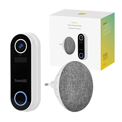 Image de Hombli Smart Funk Sonnette de Porte avec Chime 2 Interphone Caméra à Angle 140 Vidéo HD 1080p Détection Mouvement &amp; Vision Nocturne WiFi 2,4GHz, Stockage Cloud Protection IP65