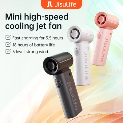 Image de Ventilateur portatif haut de gamme (Life9) avec affichage numérique LED, 3600 mAh, Type C, 5 vitesses vent JisuLife Rose