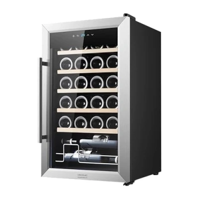 Image de Cecotec Cave à Vin GrandSommelier 24000 INOX Compressor. Capacité pour 24 Bouteilles, Rendement élevé avec Compresseur, Température réglable, Seulement 42 DB, Efficacité énergétique G