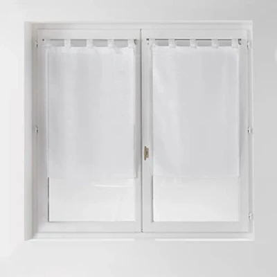 Image de douceur d&#039;interieur PAIRE DROITE PASSANTS 2 x 60 90 cm VOILE FILS COUPES DANDY BLANC, Polyester, 90x60x1