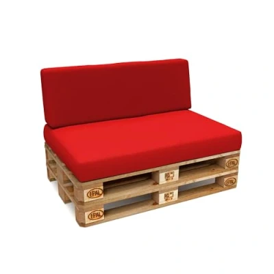 Image de POKAR Set de 2 Coussins pour Palettes Euro Imperméable: 1x Assise 120x80cm + Dossier 120x40cm, en Mousse formée à Froid, Canapé Jardin, sans Palette, Rouge