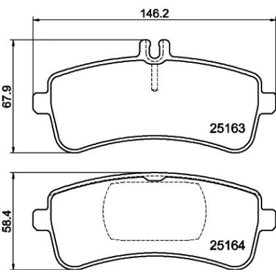 Image de HELLA 8DB 355 025 241 Jeu de plaquettes frein préparé pour indicateur d&#039;usure avec accessoires MERCEDES BENZ: Classe C Berline, Coupe