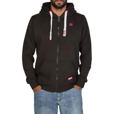 Image de riverso RIVNoah Veste à Capuche pour Homme avec Fermeture éclair en Coton Noir Tailles S, M, L, XL, 2XL, 3XL, 4XL, 5XL XX Large