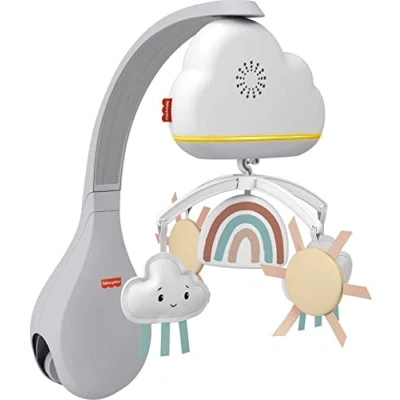 Image de Fisher Price Mobile Arc en Ciel 2 1 Veilleuse Musicale Mélodies et Sons Apaisants Éléments Suspendus Peluche Cadeau dès la Naissance, HBP40