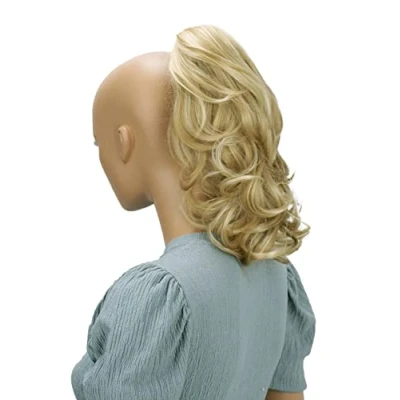 Image de CAISHA 30cm Postiche Avec Clip Papillon Natte Queue De Cheval Extensions Cheveux Volumineux Ondulé Mélange Blond H83
