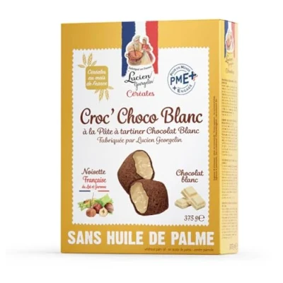 Image de Lucien Georgelin Croc&#039; Choco céréales fourrées au chocolat blanc la boite de 375g