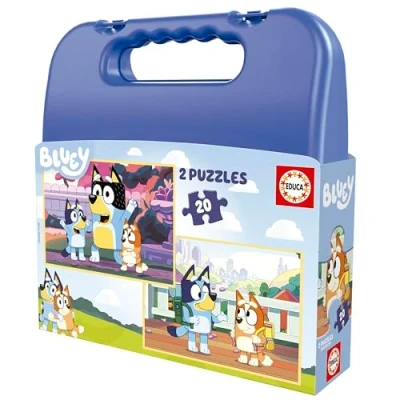 Image de Educa Puzzle bluey Ensemble de 2 Puzzles pour Enfants avec 20 pièces présentées dans Une Magnifique Valise en Plastique. Mesure: 28 x cm. Recommandé 4 Ans (19966)